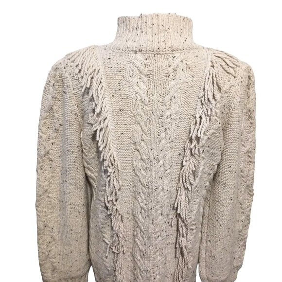 NEW Line & Dot Daria Fringe Trim Mini Sweater Dress, Size Large in Ivory - Picture 10 of 16